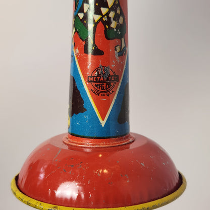 US Metal Toy Manufacturing Company - Tin Lithographed Clown Horn Noisemaker Toy (Red)