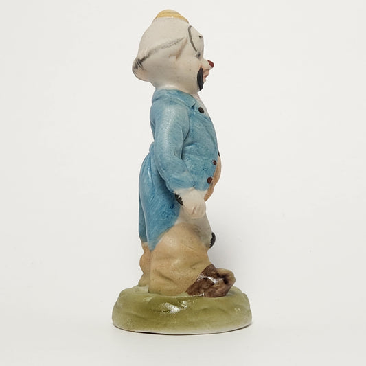Clown with Drum Porcelain Bisque Figurine