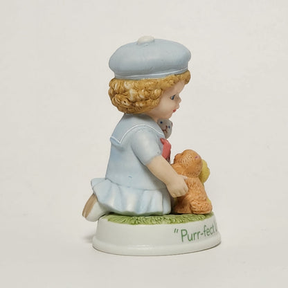 Avon - Blonde Girl with Kittens Porcelain Bisque Figurine 1991