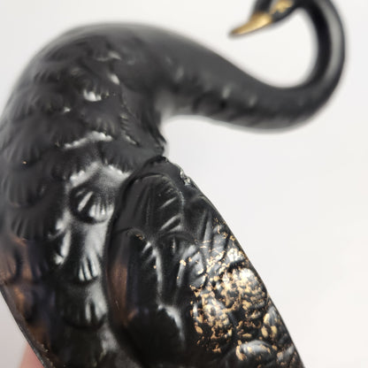 Black and Gold Swan Porcelain Trinket Box