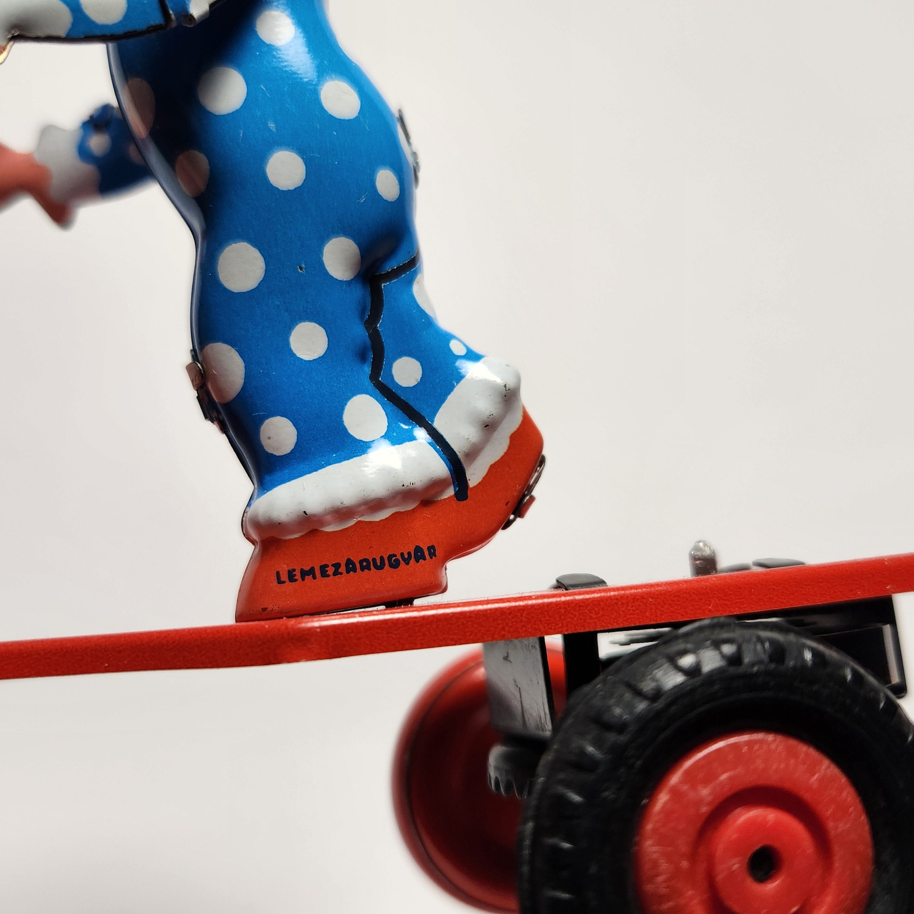 Lemezarugyar - Tin Lithographed Clown on Scooter Wind-up Toy