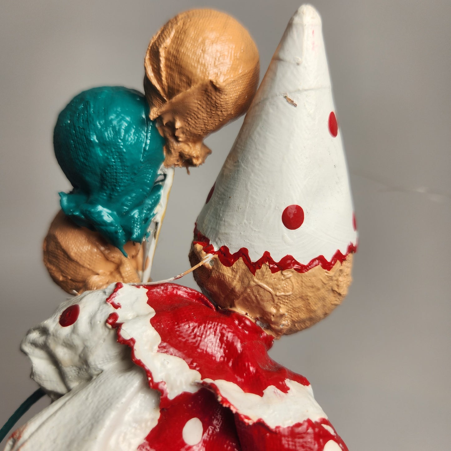 Handmade Paper Mache Clown with Balloons