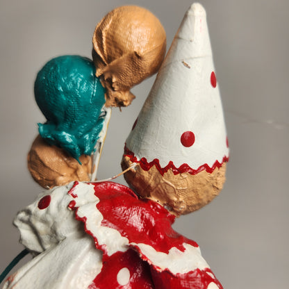 Handmade Paper Mache Clown with Balloons