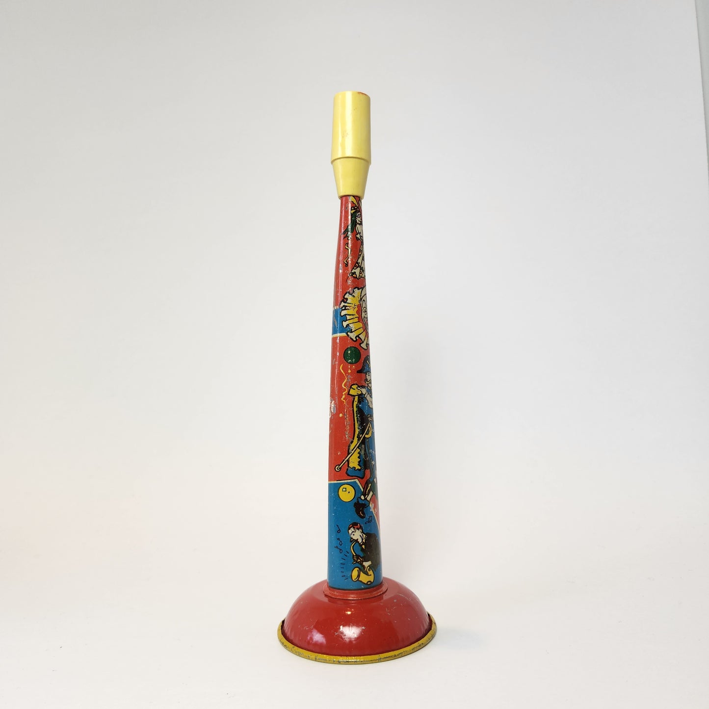 US Metal Toy Manufacturing Company - Tin Lithographed Clown Horn Noisemaker Toy (Red)