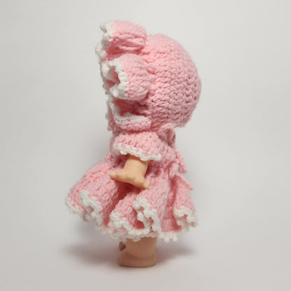 Kewpie 8" Rubber Squeak Doll with Pink Crocheted Outfit