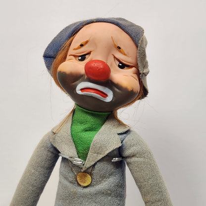 KAMAR - "Jock The Hobo" Sad Clown Japan Plush Doll with Vinyl Face 1966