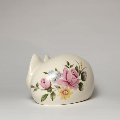 Cheshire Cat Purrr-Ductions - Porcelain Cheshire Cat Figurine Pink Floral Pattern