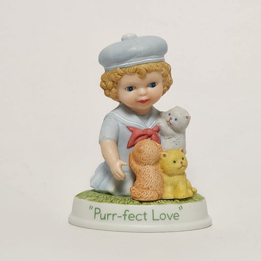 Avon - Blonde Girl with Kittens Porcelain Bisque Figurine 1991