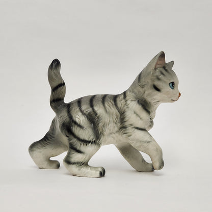 Lefton - Porcelain Gray Tabby Cat Figurine