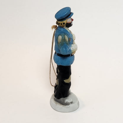 Flambro - Emmett Kelly Jr. - Porcelain Bisque Hobo Clown Policeman Ornament 1984