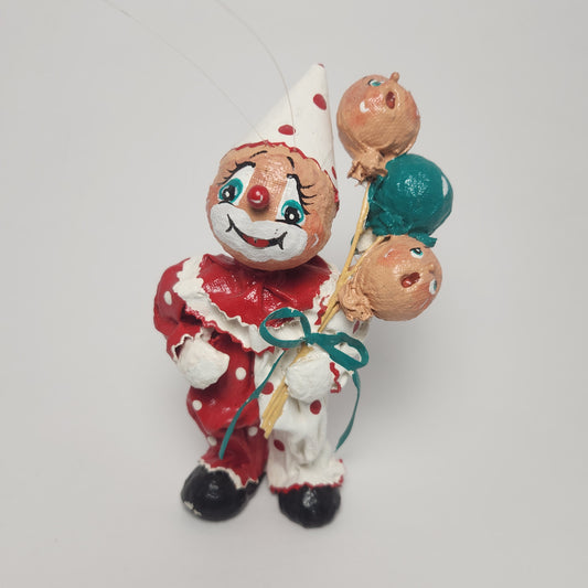 Handmade Paper Mache Clown with Balloons