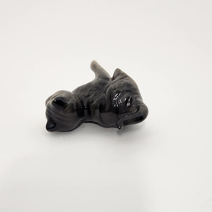 Grey Ceramic Tabby Cat Figurines x3