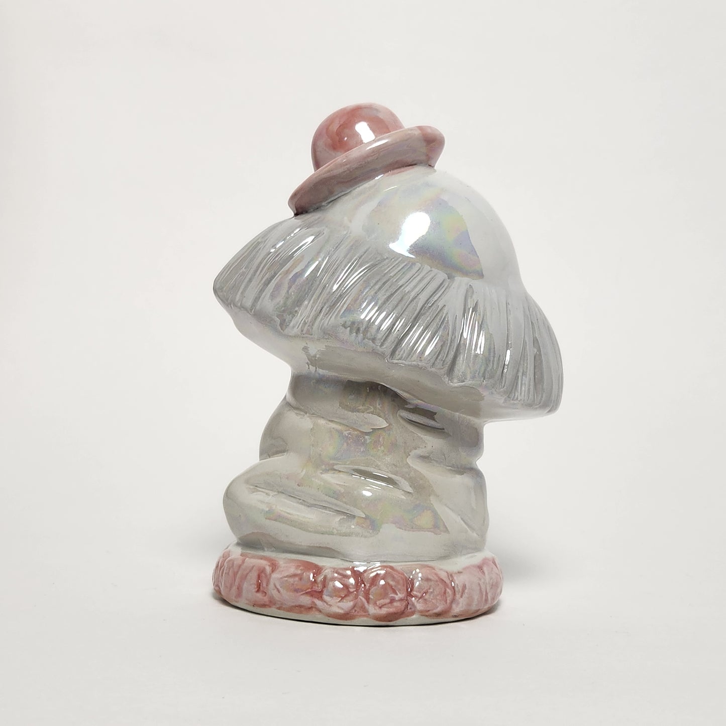 Iridescent Pink and White Clown Porcelain Bust