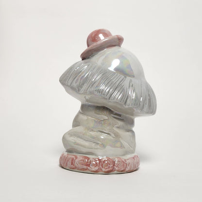 Iridescent Pink and White Clown Porcelain Bust