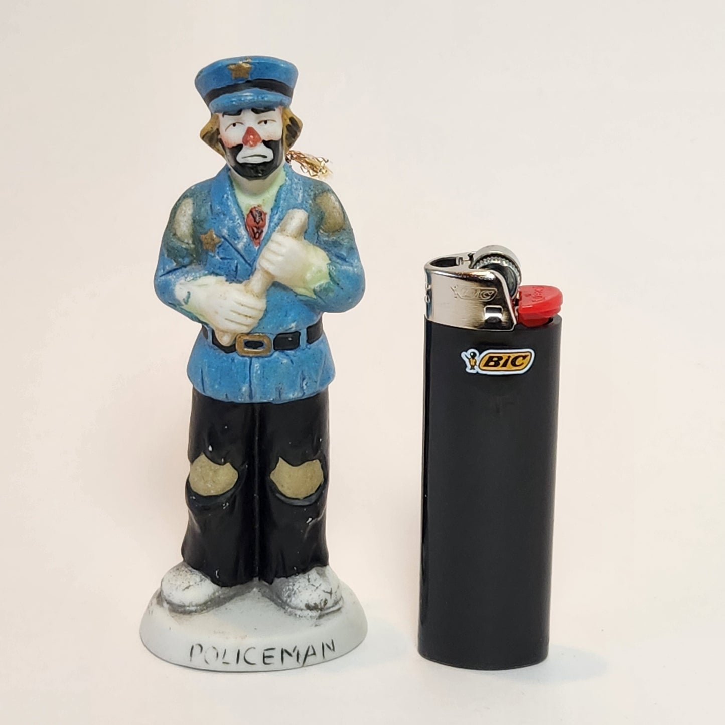 Flambro - Emmett Kelly Jr. - Porcelain Bisque Hobo Clown Policeman Ornament 1984