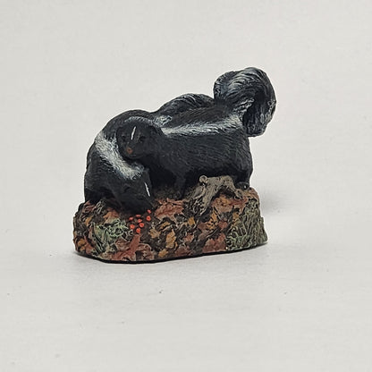 The Bronze Menagerie - Herman Deaton -  Painted Bronze Skunks Figurine 1977