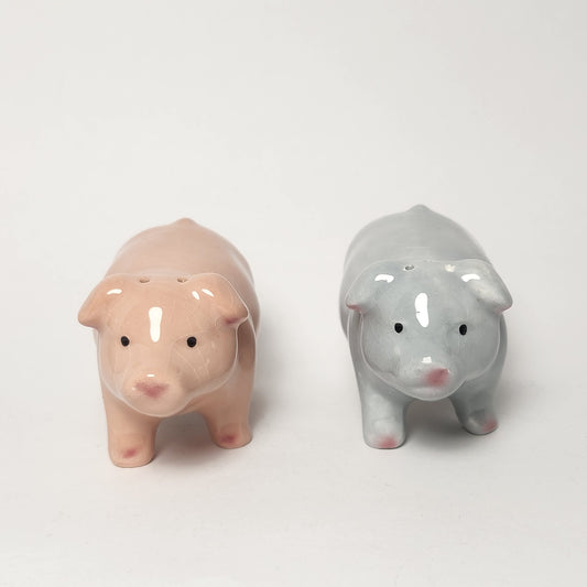 Pink and Gray Pigs Salt and Pepper Shaker Set