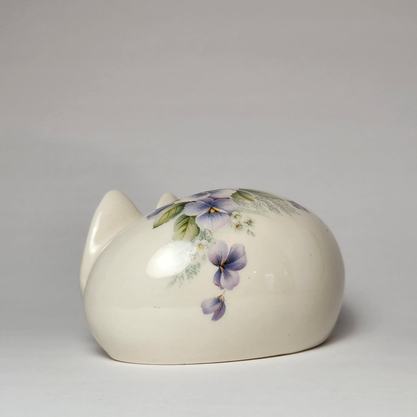 Cheshire Cat Purrr-Ductions - Porcelain Cheshire Cat Figurine Blue Floral Pattern