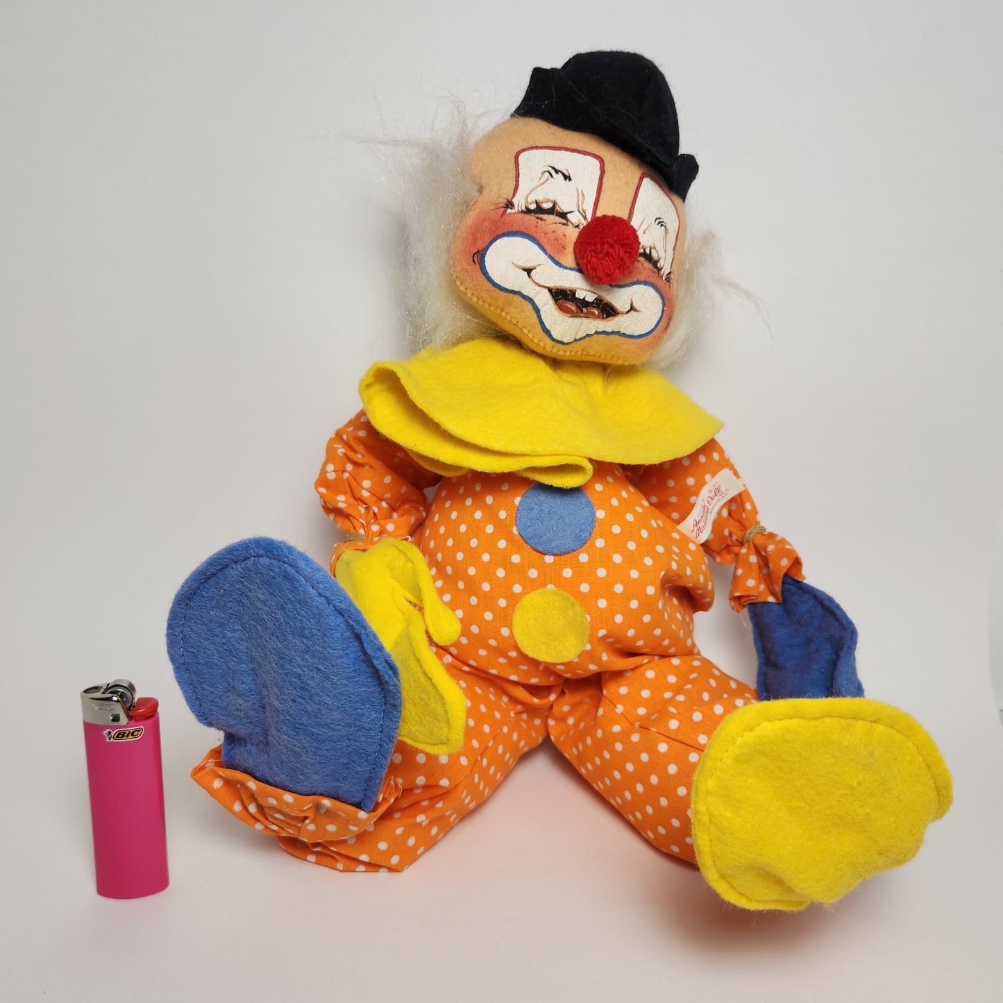 Annalee Mobilitee Orange Polkadot Clown Doll 1971