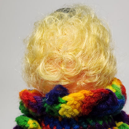 Handmade Rainbow Crochet Body Clown Doll with Bell Hands and Feet