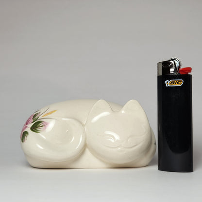 Cheshire Cat Purrr-Ductions - Porcelain Cheshire Cat Figurine Pink Floral Pattern