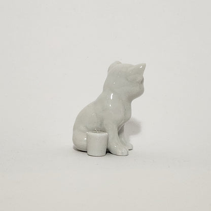 Porcelain White Cat Match Holder