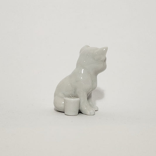 Porcelain White Cat Match Holder