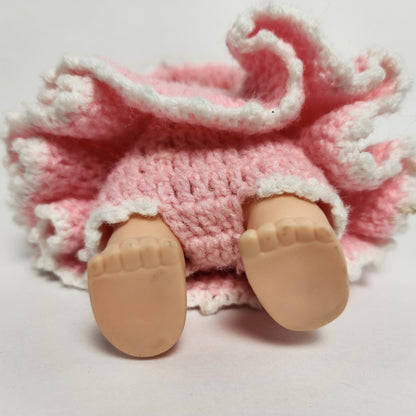 Kewpie 8" Rubber Squeak Doll with Pink Crocheted Outfit