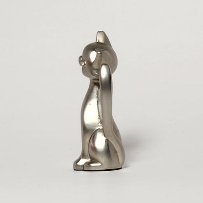 Pewter Cat with Rhinestone Eyes Ring Holder Figurine