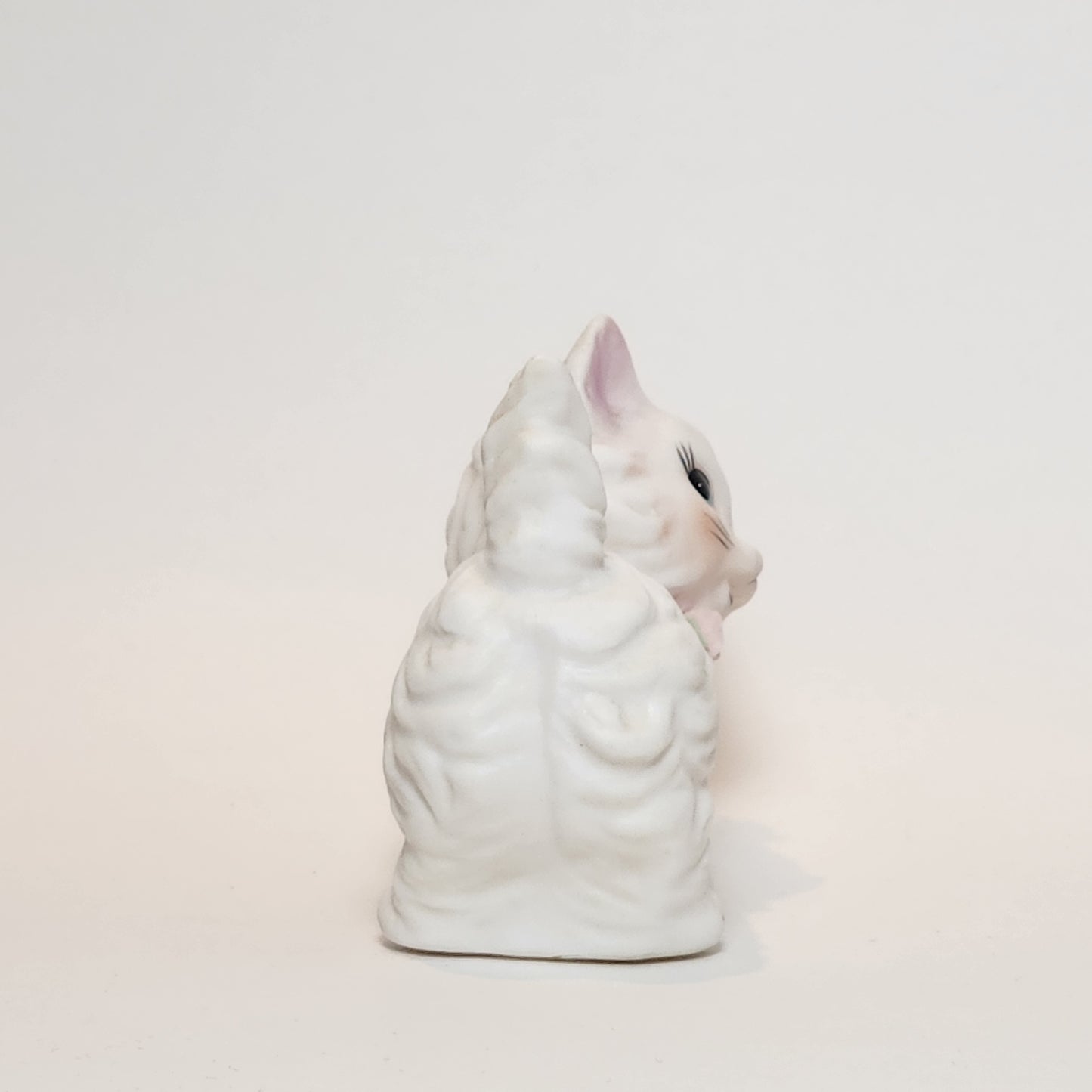 White Cat with Roses Porcelain Figurine
