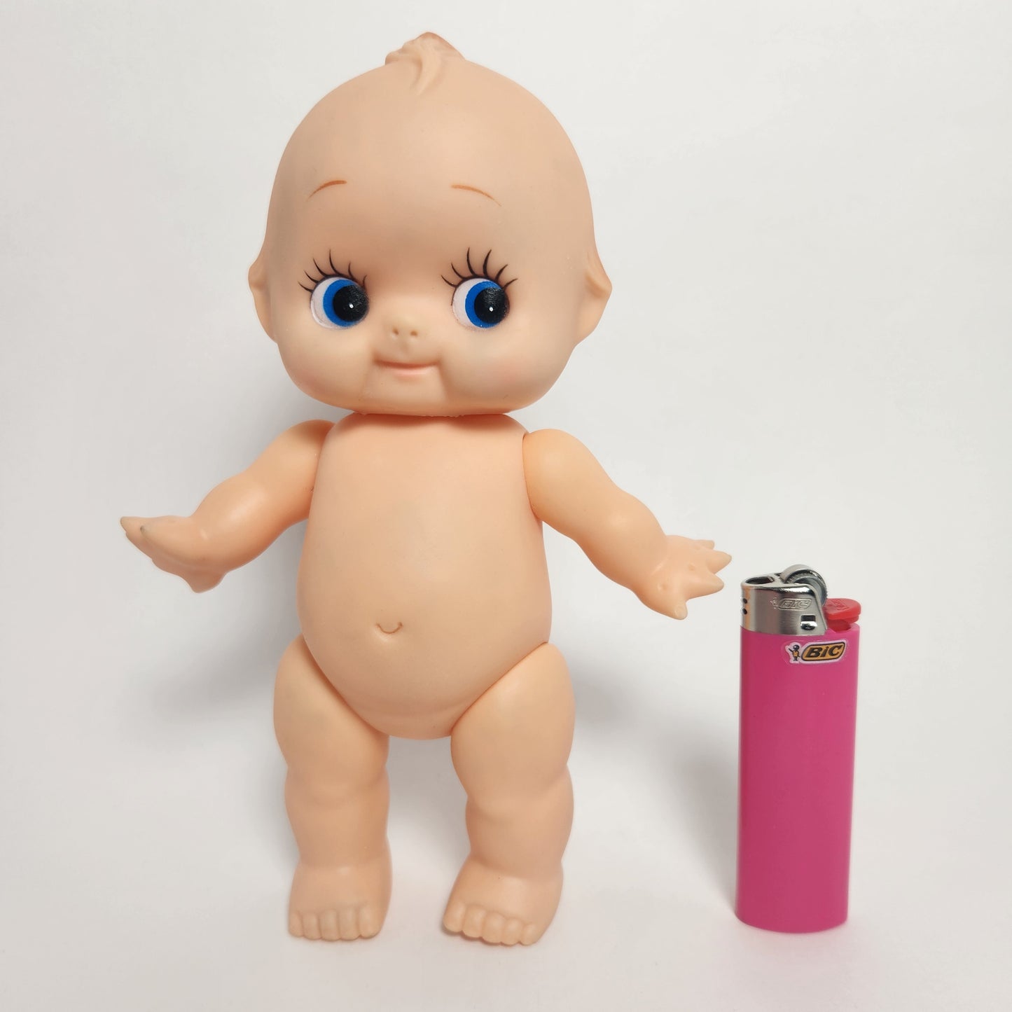 Kewpie 8" Rubber Squeak Doll with Pink Crocheted Outfit