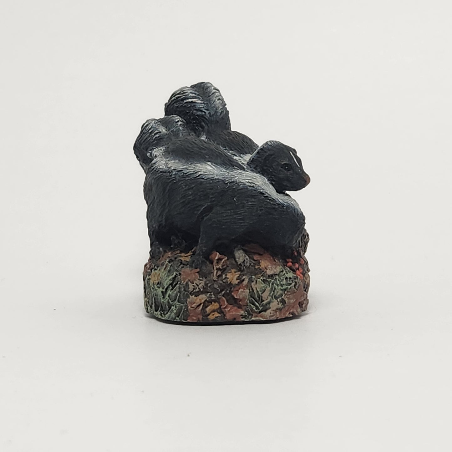 The Bronze Menagerie - Herman Deaton -  Painted Bronze Skunks Figurine 1977