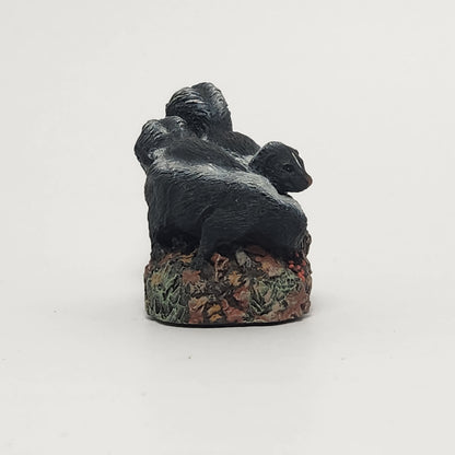 The Bronze Menagerie - Herman Deaton -  Painted Bronze Skunks Figurine 1977