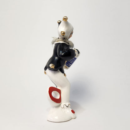 Sonsco - Ceramic Harlequin Devil Jester with Accordion Figurine 1950's JAPAN