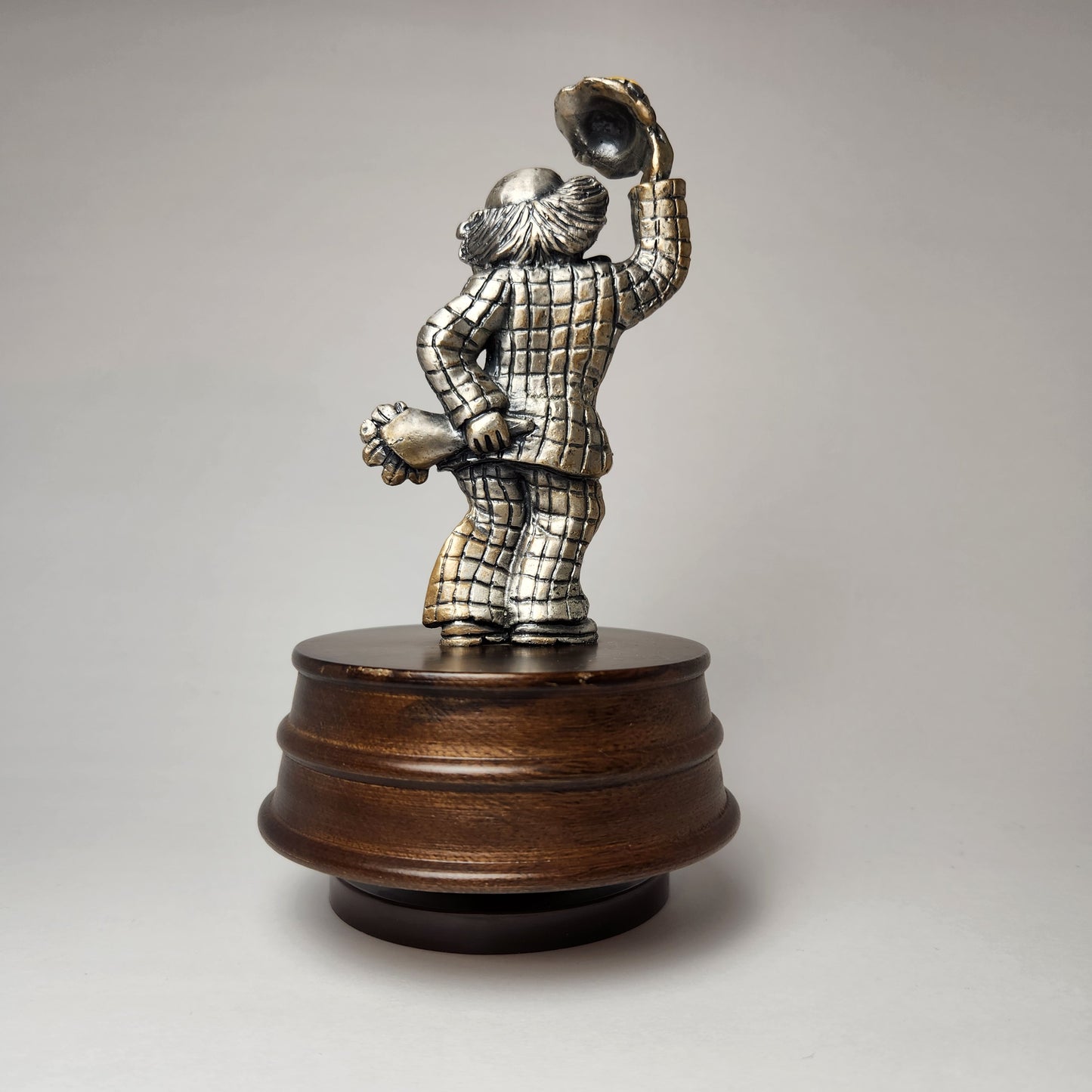 George Good Co. - Pewter Clown with Heart & Flowers Music Box 1980s