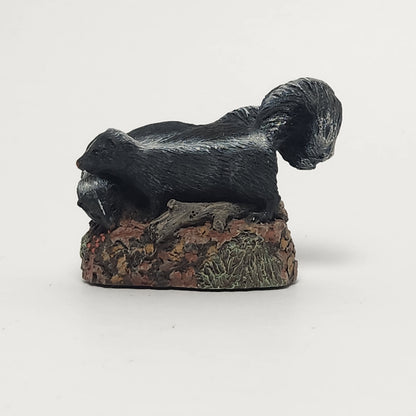 The Bronze Menagerie - Herman Deaton -  Painted Bronze Skunks Figurine 1977