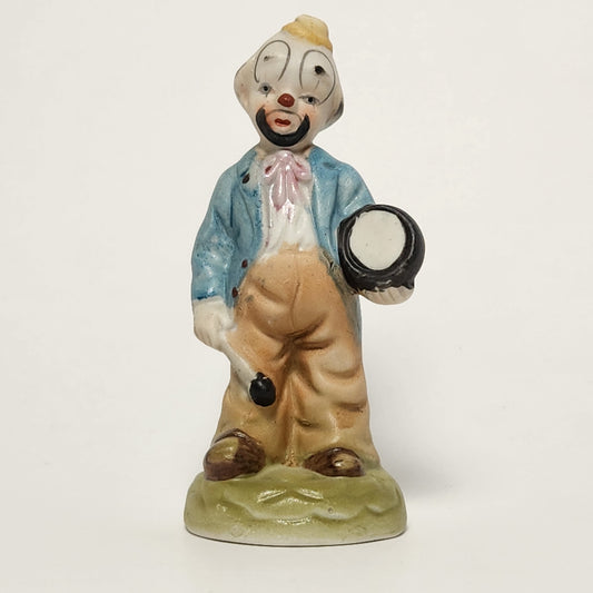 Clown with Drum Porcelain Bisque Figurine