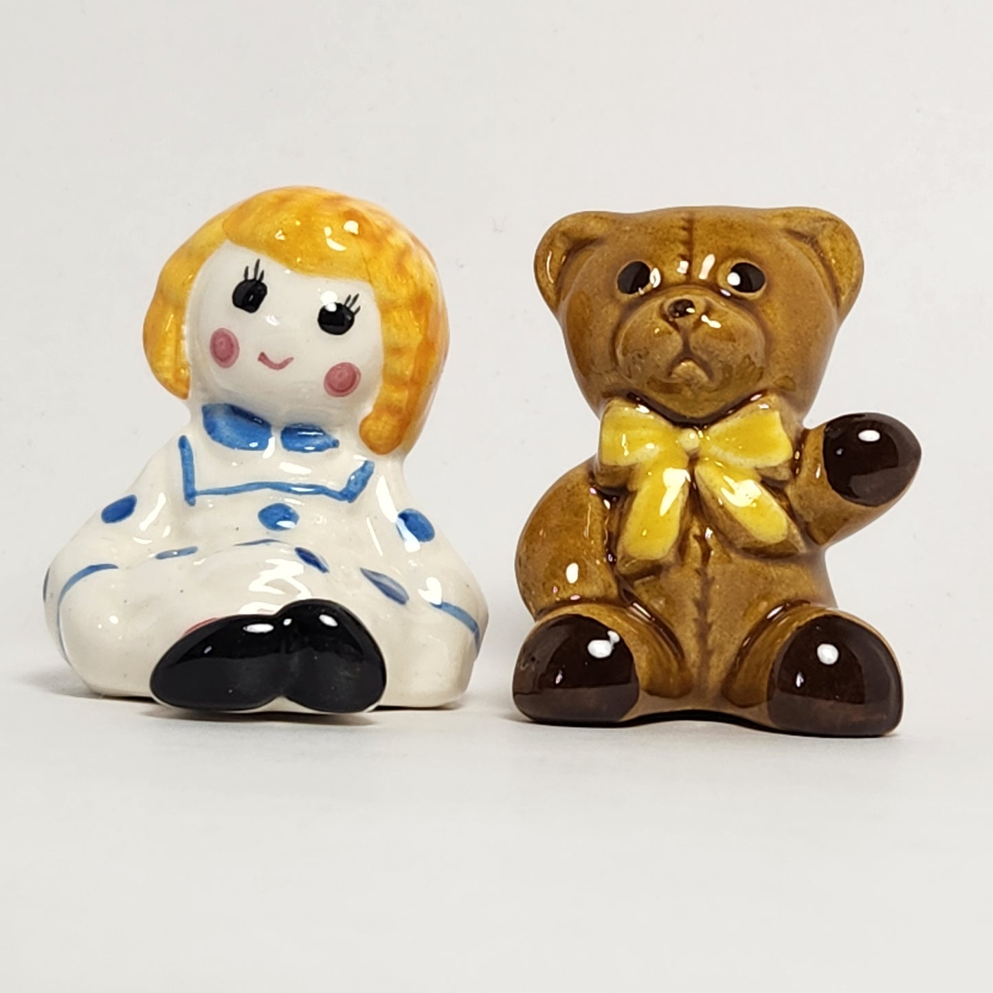 Avon - Doll and Teddy Bear Salt and Pepper Shaker Set