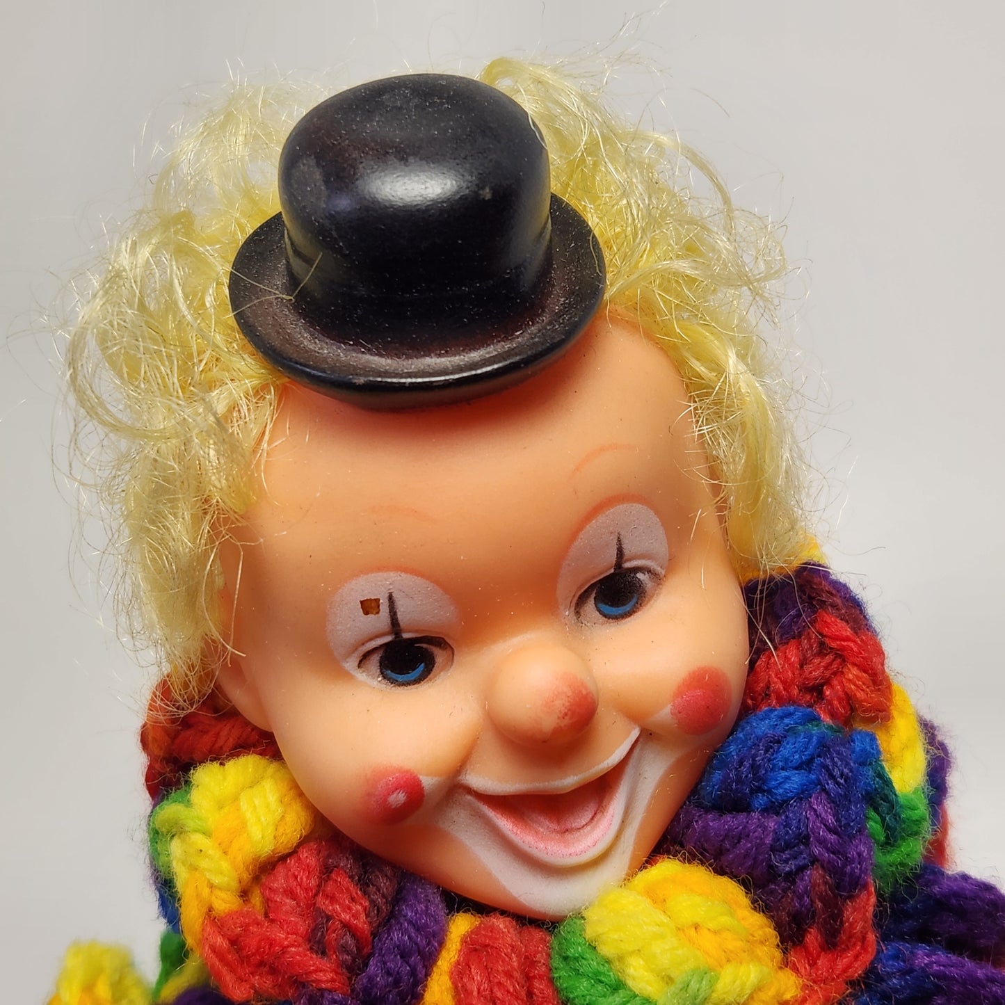 Handmade Rainbow Crochet Body Clown Doll with Bell Hands and Feet