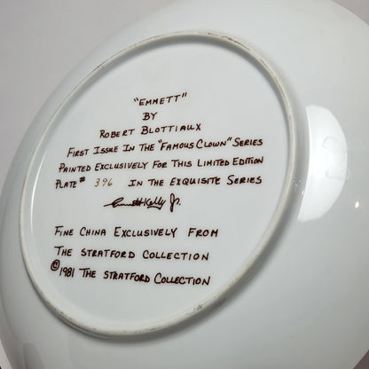 The Stratford Collection - Robert Blottiaux - Emmett Kelly Clown Collector Plate 1981 (NO COA)