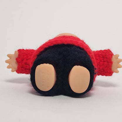 Kewpie 5" Rubber Doll with Red and Black Crocheted Outfit