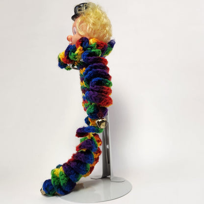 Handmade Rainbow Crochet Body Clown Doll with Bell Hands and Feet