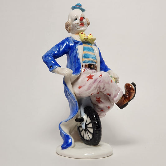 Ceramic Clown on Unicycle Figurine