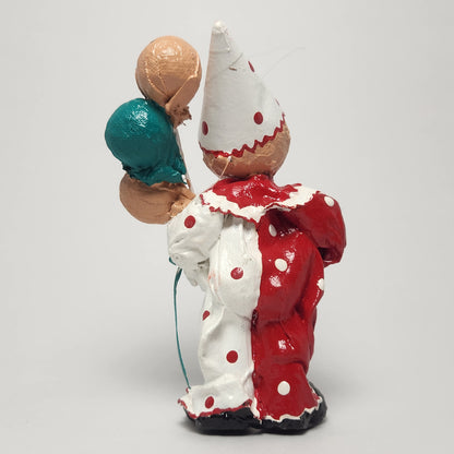 Handmade Paper Mache Clown with Balloons