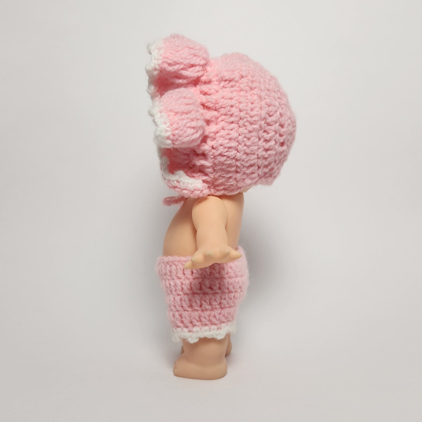 Kewpie 8" Rubber Squeak Doll with Pink Crocheted Outfit