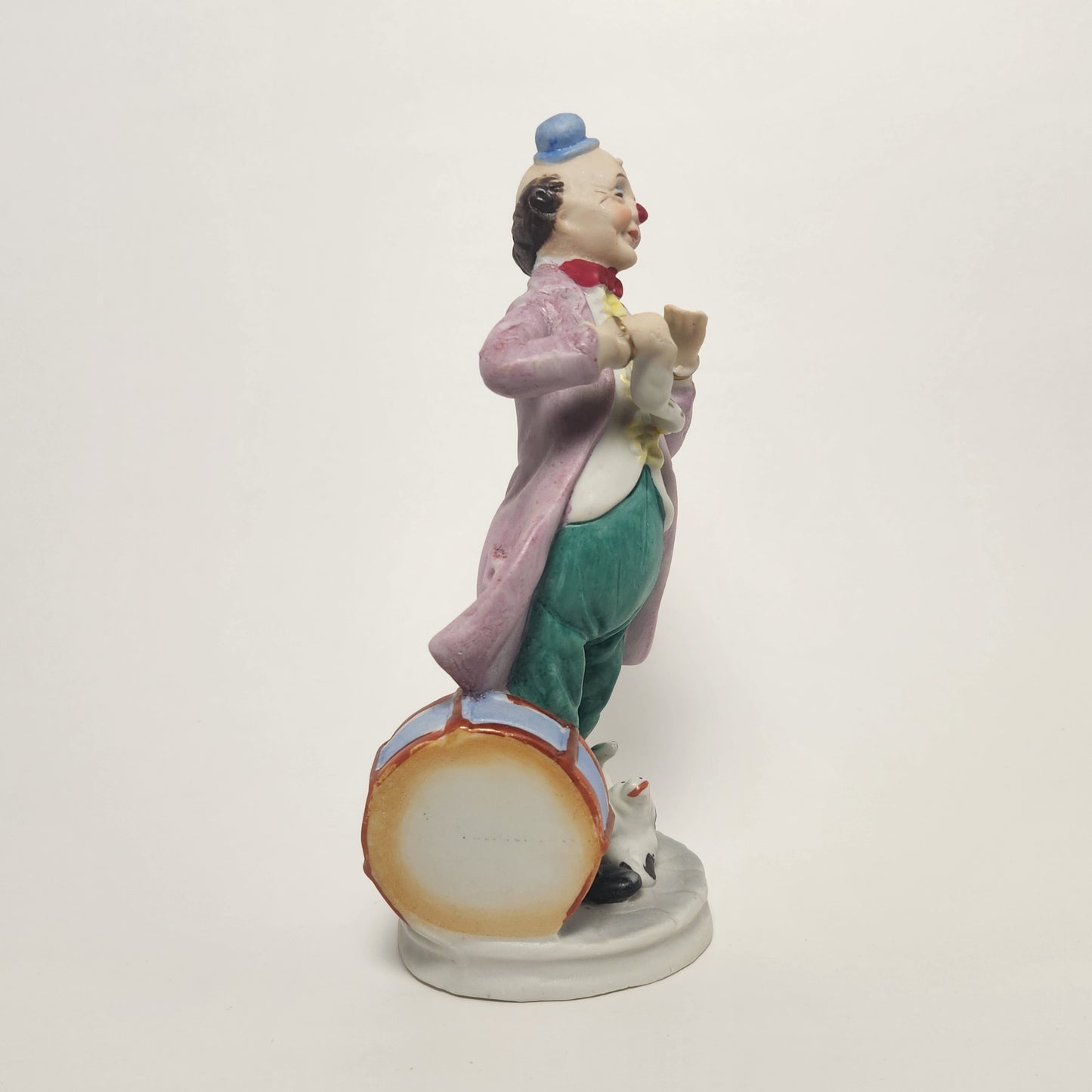 Frankel - Porcelain Bisque Clown with Dog and Drum Figurine