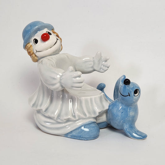 Fitz and Floyd - Clown with Seal Candle Holder 1978