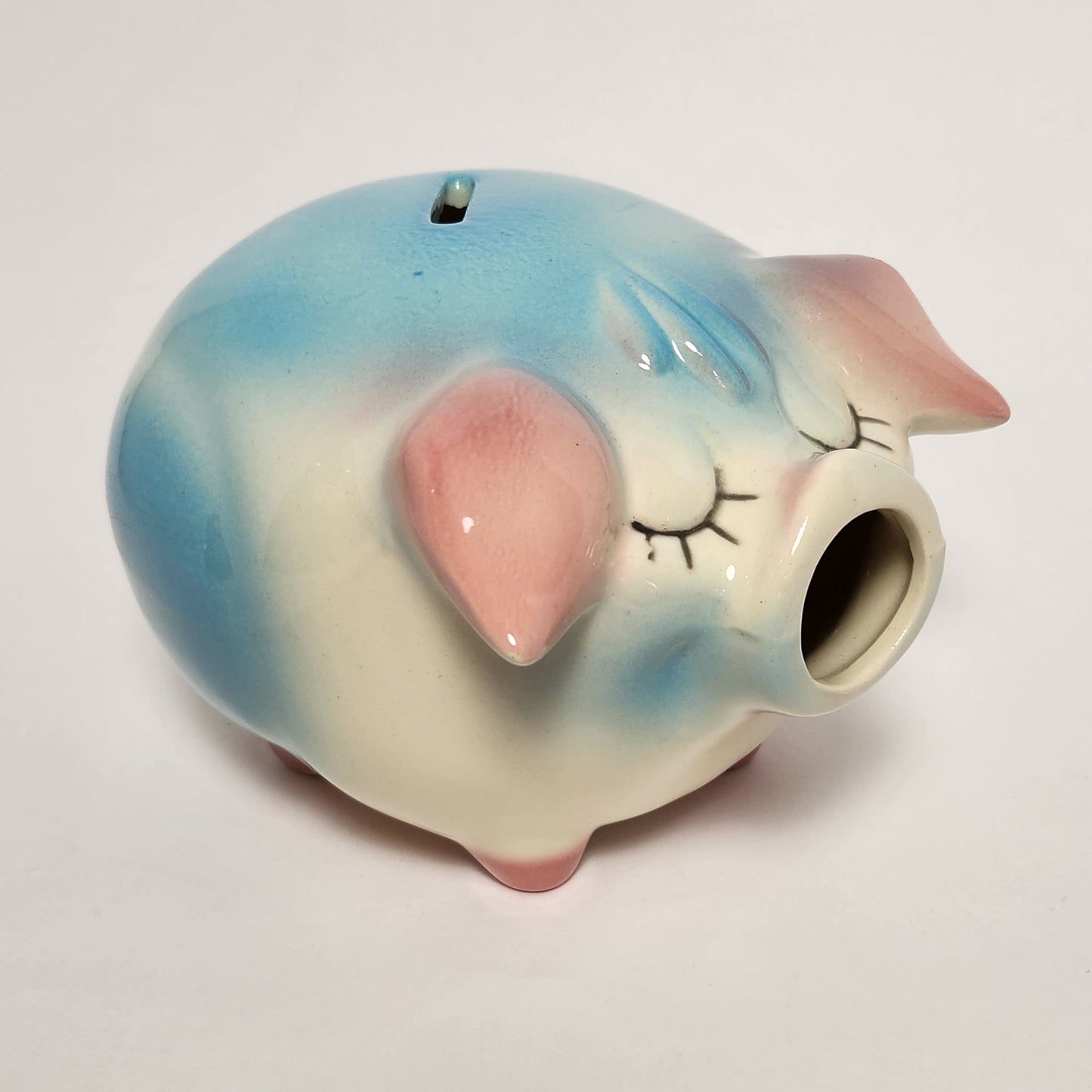 Hull Leeds - Blue Corky Pig Ceramic Piggy Bank 1957