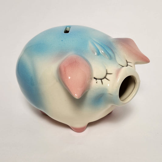Hull Leeds - Blue Corky Pig Ceramic Piggy Bank 1957
