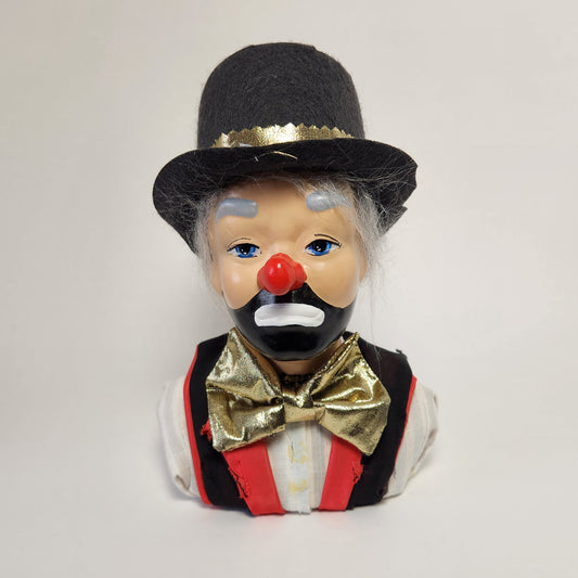Paula Francis - Handmade Ceramic Clown Bust with Top Hat and Gold Bowtie